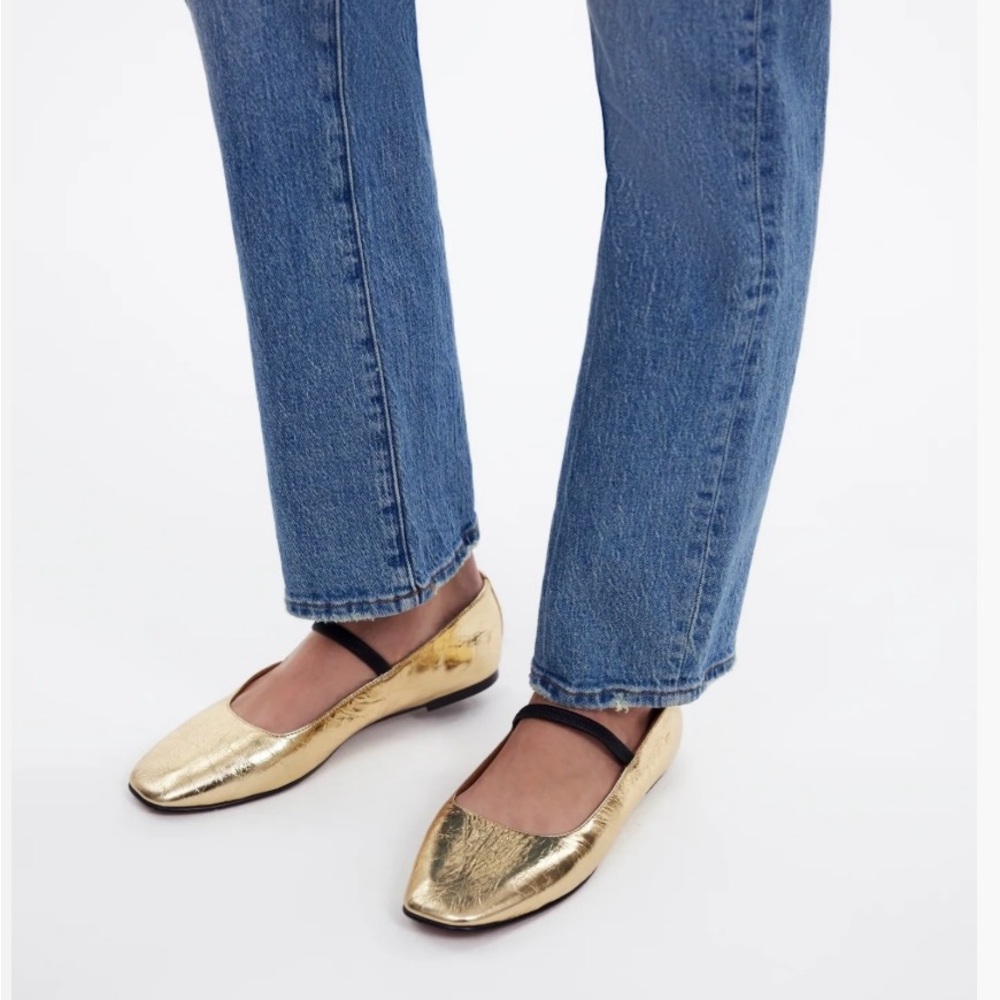 Madewell Greta Gold Metallic Leather Ballet Flats